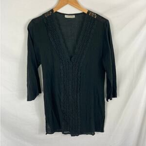 La Blanca Crochet Trip Swim Coverup Dress Black Size S/M